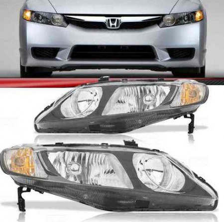 Farol New Civic 2007 2008 2009 2010 2011 Máscara Negra